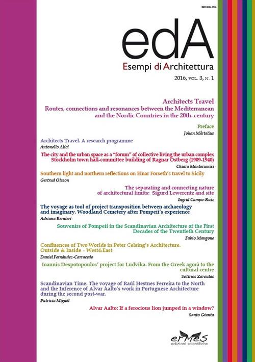 EDA. Esempi di architettura 2016. Vol. 3/1: Architects travel. Routes, connections and resonances between the Mediterranean and the Nordic countries in the 20th century - copertina