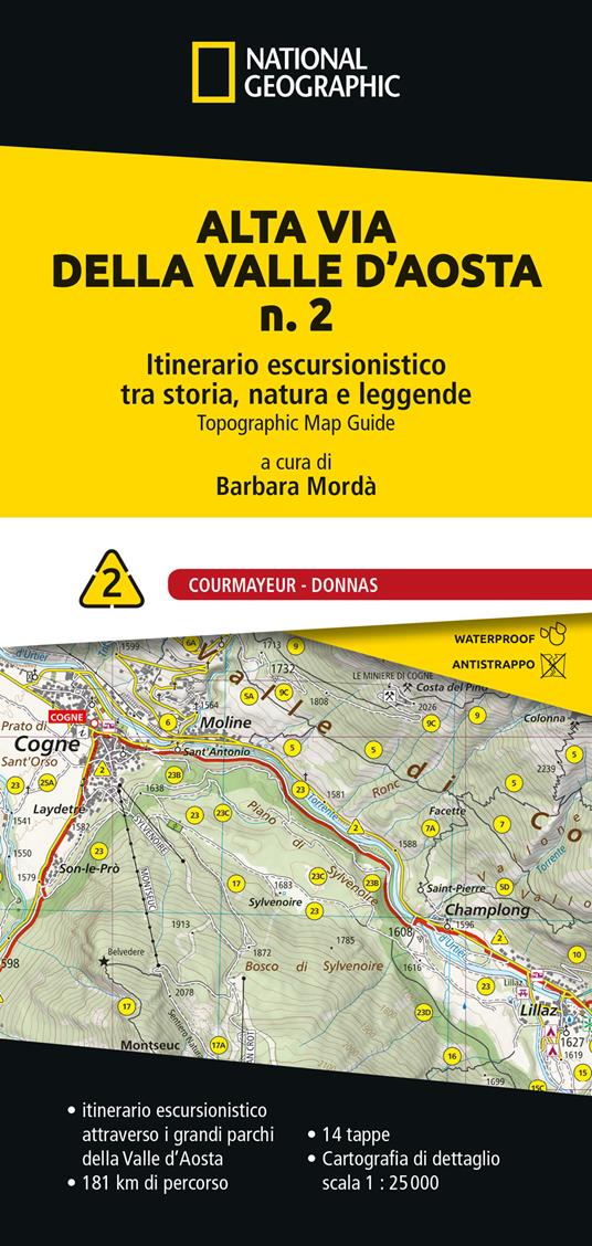 Alta via della Valle d'Aosta n. 2. Itinerario escursionistico tra storia, natura e leggende. Courmayeur - Donnas - copertina