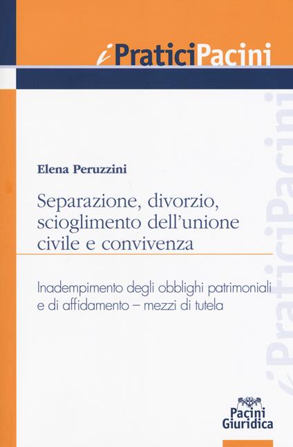 Separazione, divorzio, scioglimento dell'unione civile, e convivenza. Inadempimento degli obblighi patrimoniali e di affidamento, mezzi di tutela - Elena Peruzzini - copertina