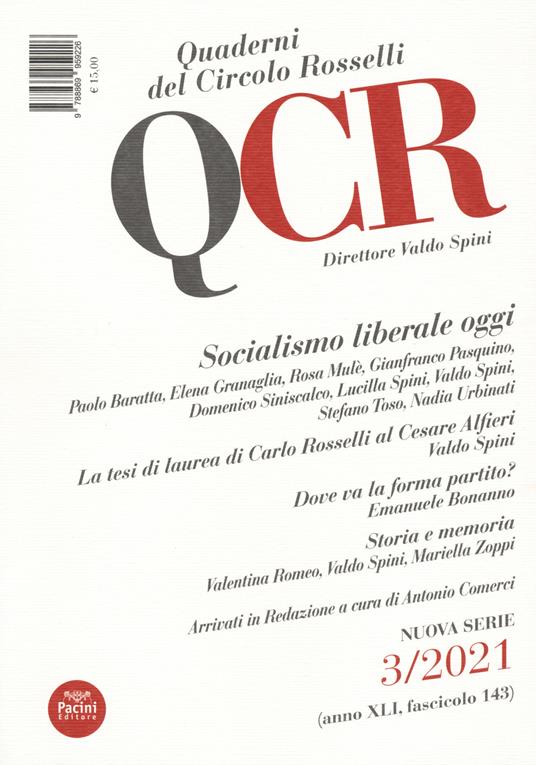 QCR. Quaderni del Circolo Fratelli Rosselli (2021). Vol. 3: Socialismo liberale oggi. - copertina