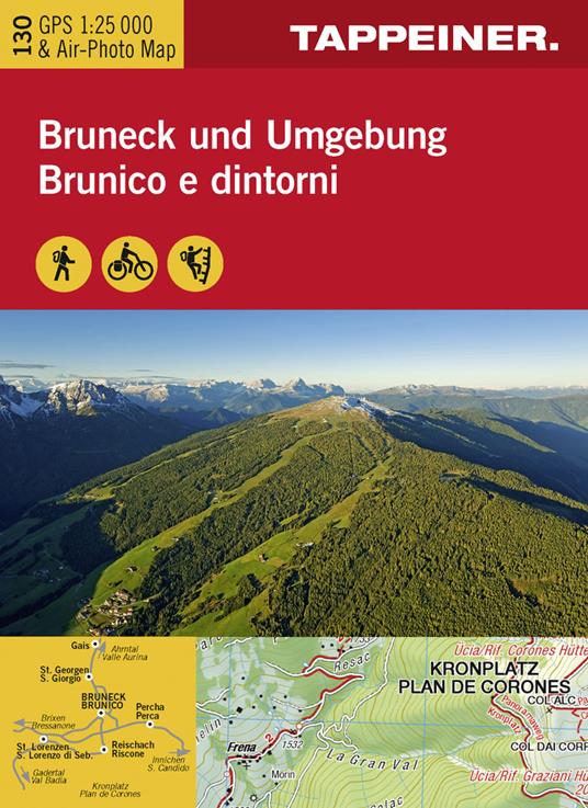 Brunico e dintorni. Carta topografica 1:25.000. Ediz. italiana e tedesca - copertina