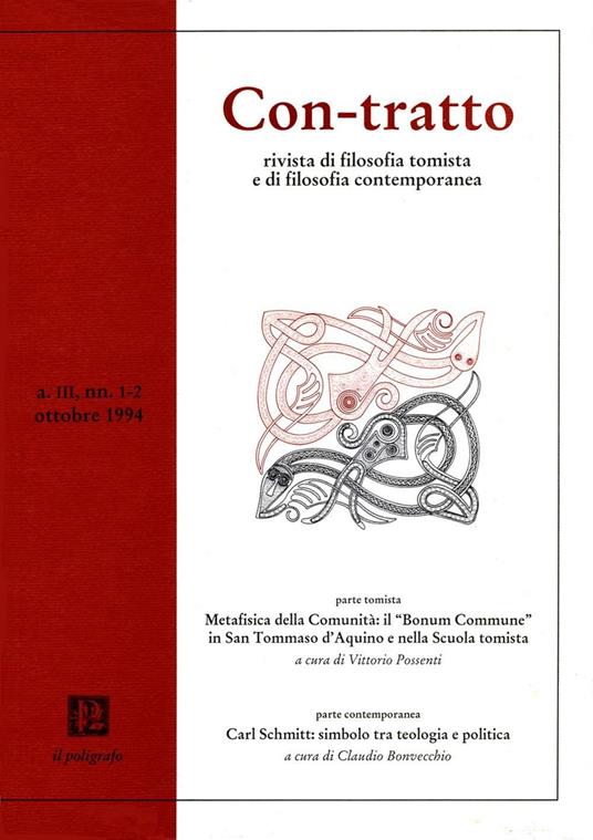 Con-tratto. Rivista di filosofia tomista e di filosofia contemporanea vol. 1-2 (1994) - copertina