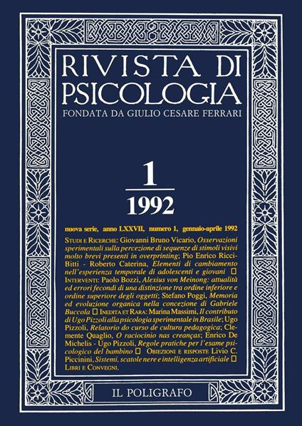 Rivista di psicologia (1992). Vol. 1 - copertina