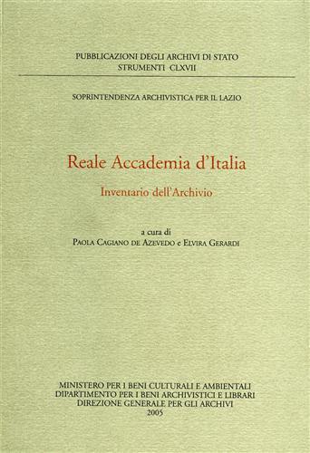 Reale Accademia d'Italia. Inventario dell'archivio - copertina