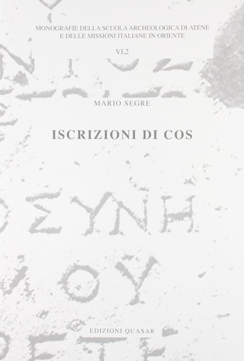 Iscrizioni di Cos - Mario Segre - copertina