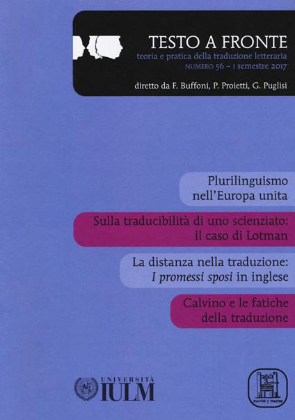 Testo a fronte. Vol. 56 - copertina