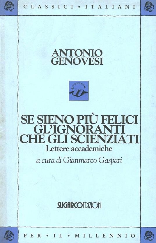Se sieno più felici gl'ignoranti che gli scienziati - Antonio Genovesi - copertina
