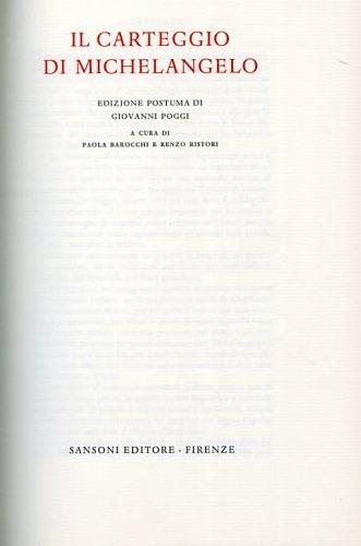 Carteggio (1518-1523). Ediz. numerata - Michelangelo Buonarroti - copertina