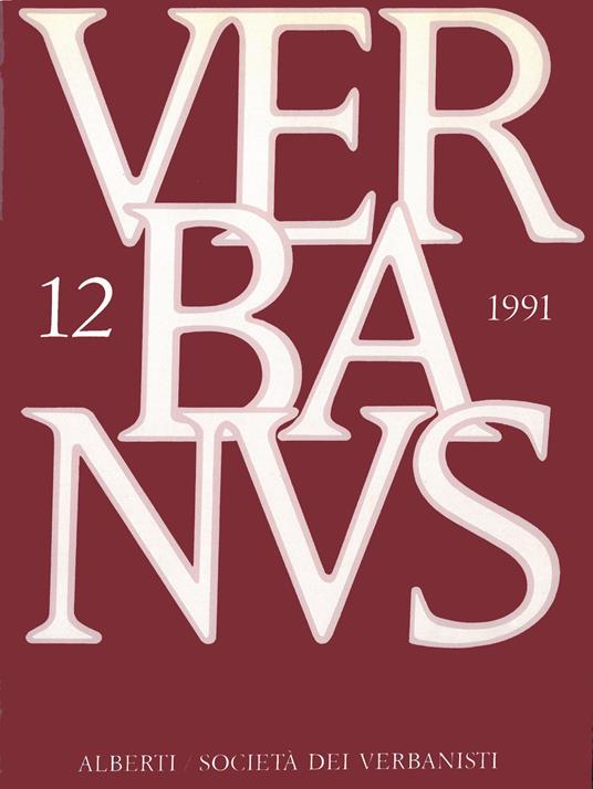 Verbanus. Rassegna per la cultura, l'arte, la storia del lago. Vol. 12 - copertina