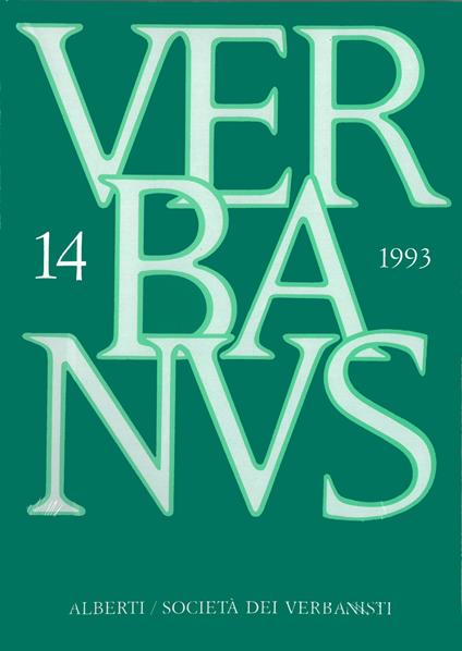 Verbanus. Rassegna per la cultura, l'arte, la storia del lago. Vol. 14 - copertina