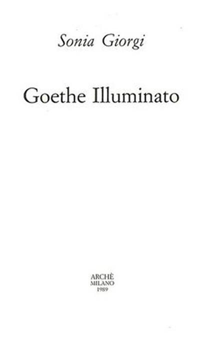 Goethe illuminato - Sonia Giorgi - copertina