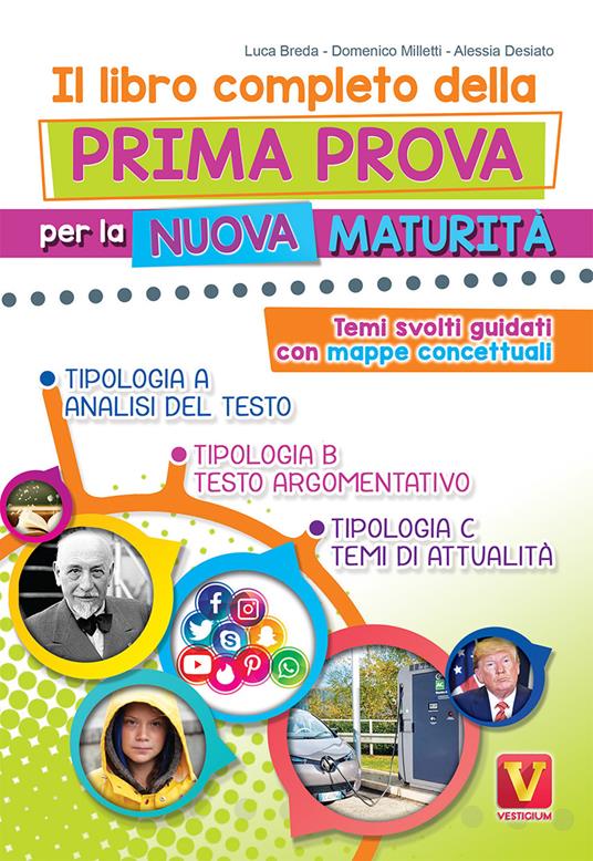 Il libro completo della prima prova per la nuova maturità. Temi svolti guidati con mappe concettuali - Luca Breda,Domenico Milletti,Alessia Desiato - copertina