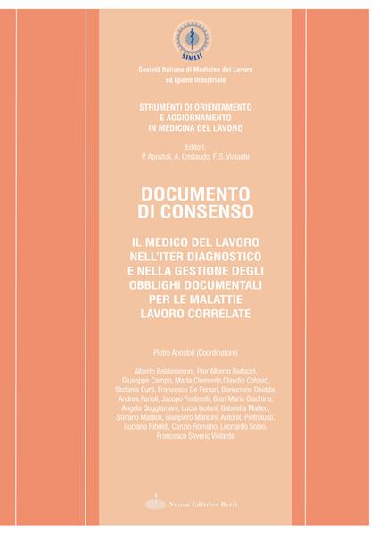 Documento di consenso. Il medico del lavoro nell'iter diagnostico e nella gestione degli obblighi documentali per le malattie lavoro correlate - copertina