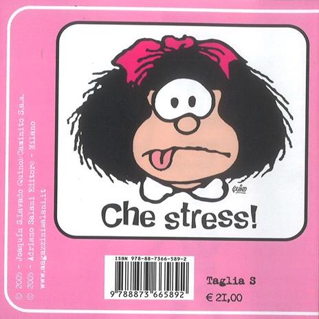 T-Shirt Mafalda a maniche corte, donna, taglia S. Bianco. Che stress - 2