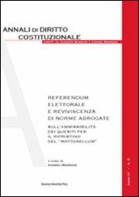 Referendum elettorale e reviviscenza di norme abrogate. Sull'ammissibilità dei quesiti per il ripristino del «mattarellum» - copertina