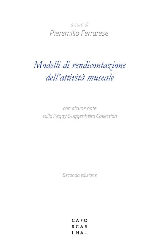 Modelli di rendicontazione dell'attività museale - copertina