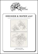 Orchids & water lily. A blackwork designs