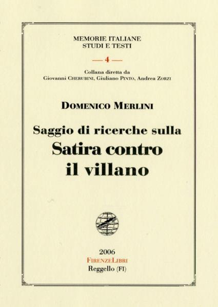 Saggio di ricerche sulla satira contro il villano - Domenico Merlini - copertina