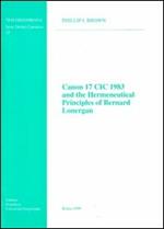 Canon 17 CIC 1983 and the hermeneutical principles of Bernard Lonergan