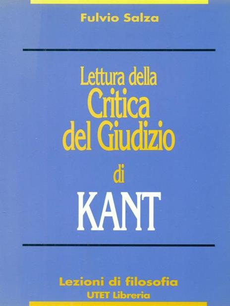 Lettura della Critica del giudizio di Kant - Fulvio Salza - copertina