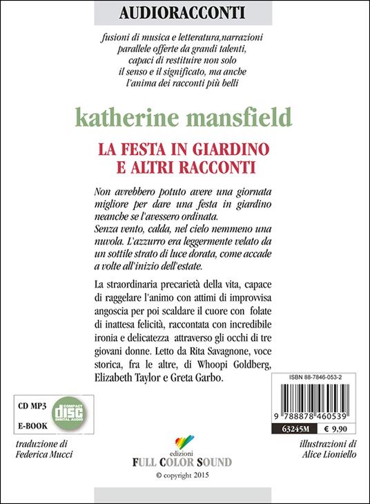 La festa in giardino e altri racconti letto da Rita Savagnone. Audiolibro. CD Audio - Katherine Mansfield - 2
