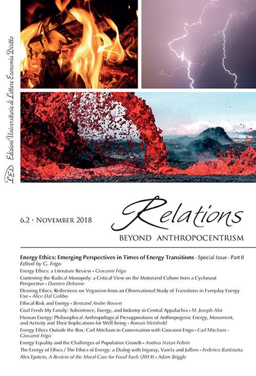 Relations. Beyond anthropocentrism (2018). Vol. 6\2: Energy ethics: emerging perspectives in a time of transition. Part 2. - copertina