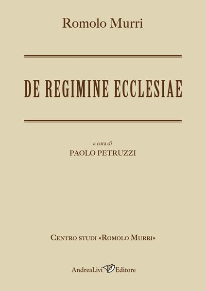 De regimine ecclesiae - Romolo Murri - copertina