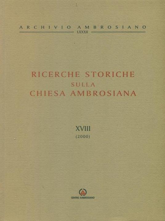Ricerche storiche sulla Chiesa ambrosiana. Vol. 18 - copertina