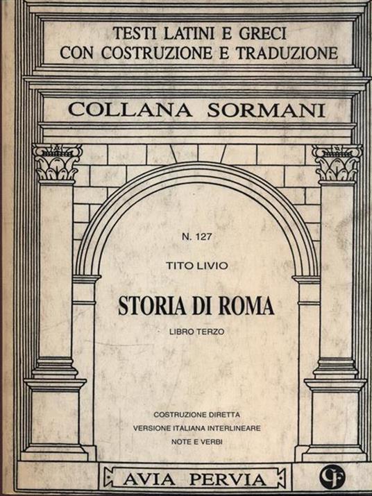 Storia di Roma. Libro 3º - Tito Livio - copertina