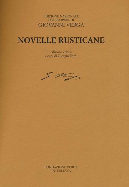 Novelle rusticane. Ediz. critica - Giovanni Verga - copertina