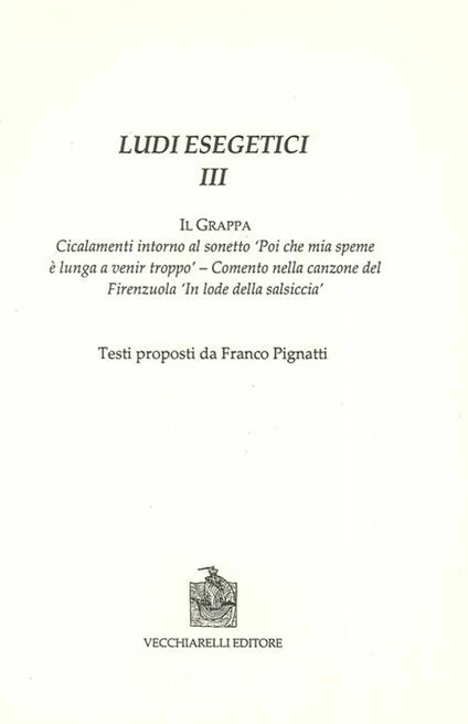 Ludi esegetici III. Il Grappa - copertina