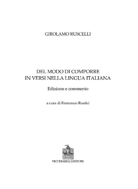 Del modo di comporre versi nella lingua italiana - Girolamo Ruscelli - copertina