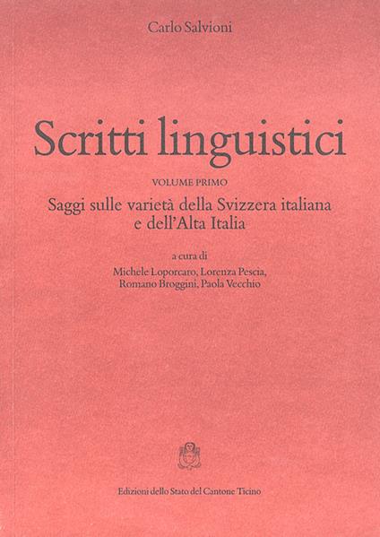 Scritti linguistici - Carlo Salvioni - copertina