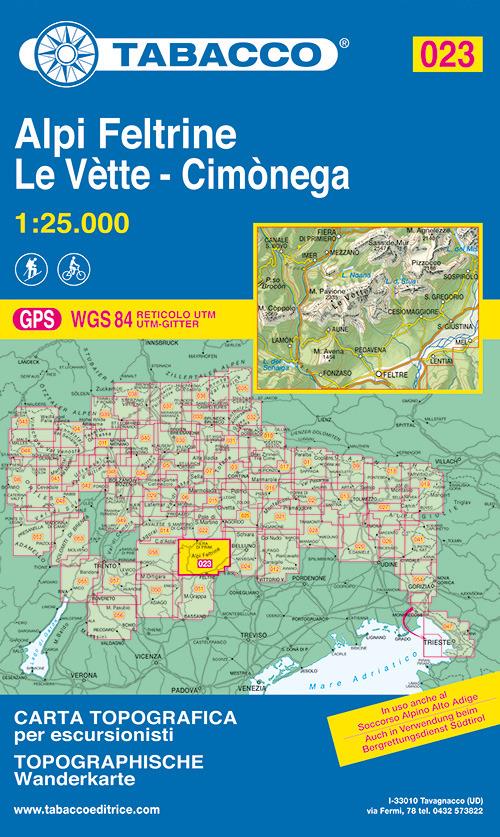 Alpi Feltrine. Le Vètte. Cimònega 1:25.000 - copertina