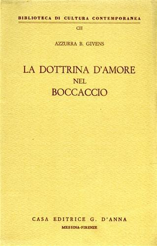 La dottrina d'amore nel Boccaccio - Azzurra B. Givens - copertina