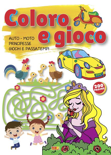 Coloro e gioco. Auto-moto-principesse-giochi e e passatempi - copertina