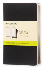 Quaderno Cahier Journal Moleskine pocket a pagine bianche nero. Black. Set da 3