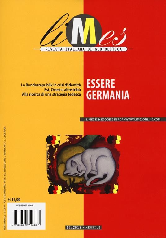 Limes. Rivista italiana di geopolitica (2018). Vol. 12: Essere Germania - copertina