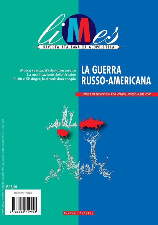 Limes. Rivista italiana di geopolitica (2022). Vol. 6: La guerra russo-americana - copertina