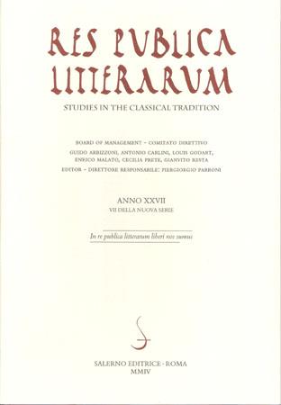 Res publica litterarum. Studies in the classical tradition. Vol. 32 - copertina