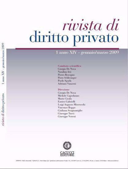 Rivista di diritto privato (2009). Vol. 1 - copertina