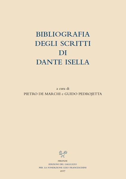 Bibliografia degli scritti di Dante Isella - copertina