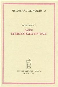 Saggi di bibliografia testuale - Conor Fahy - copertina