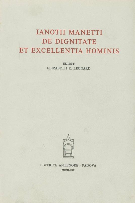 De dignitate et excellentia hominis - Giannozzo Manetti - copertina