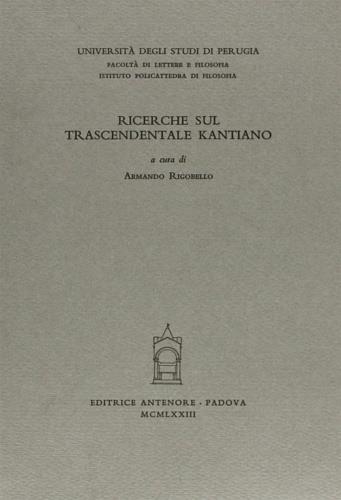 Ricerche sul trascendentale kantiano - copertina