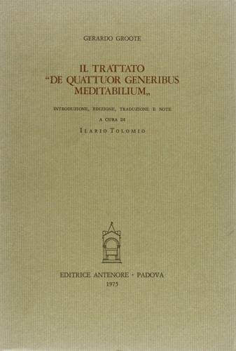 Il trattato «De quattuor generibus meditabilium» - Gerardo Groote - copertina
