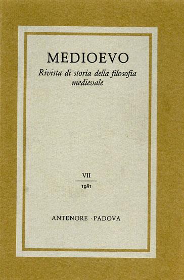 Medioevo. Rivista di storia della filosofia medievale. Vol. 7 - copertina