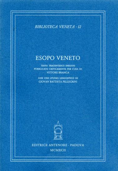 Esopo veneto. Testo trecentesco inedito - copertina