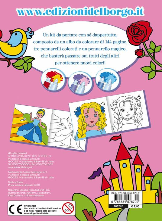 Le bambine colorano con i pennarelli magici. Con 4 pennarelli magici - Libro  - Edizioni del Borgo - Gioco e imparo