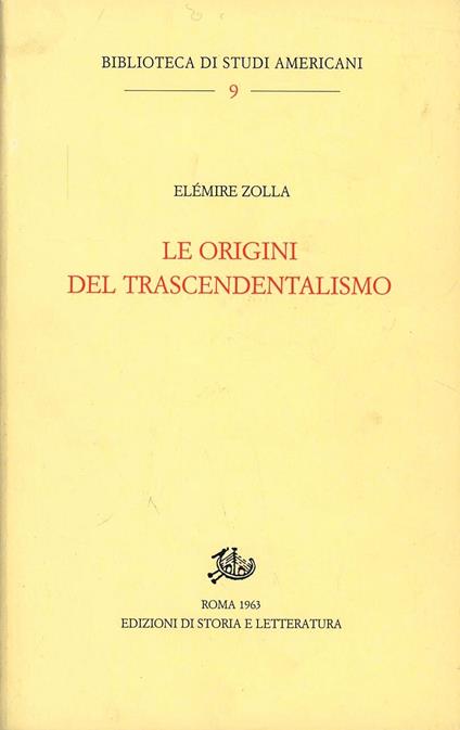 Le origini del trascendentalismo - Elémire Zolla - copertina